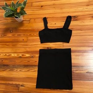 Black two piece (crop zip up top + body con skirt)